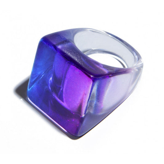 Anillo Cuadrado Transparente Azul