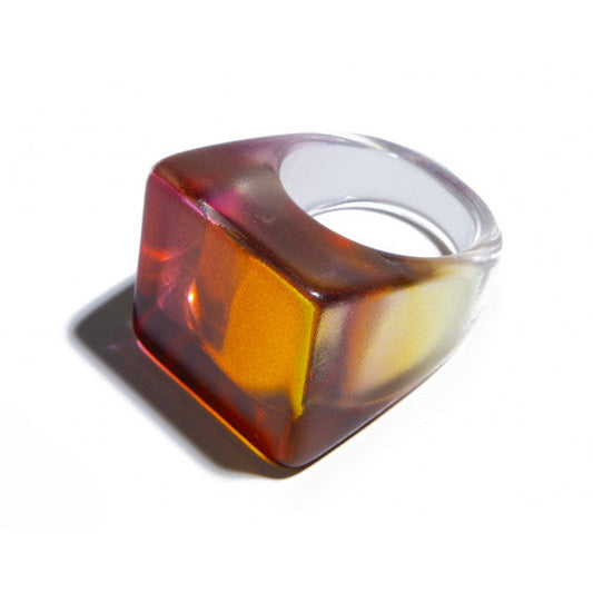 Anillo Cuadrado Transparente Marrón