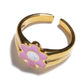 Anillo Dorado con Flor Rosa