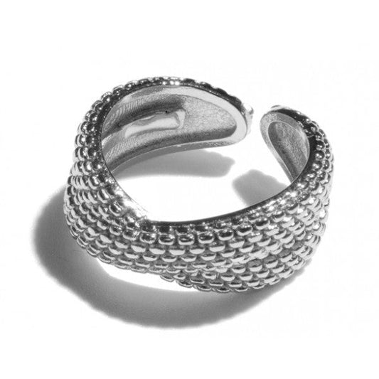 Anillo Malla Plateada