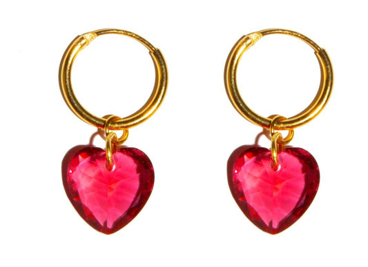 Aritos Corazones Piedra Ros