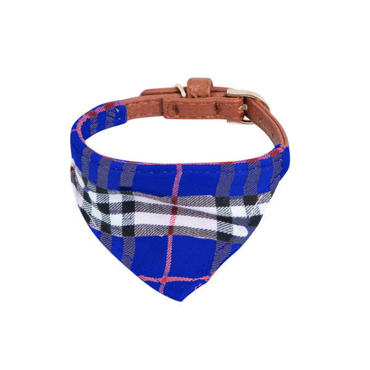 Collar Bandana Azul de Cuadros Escocés