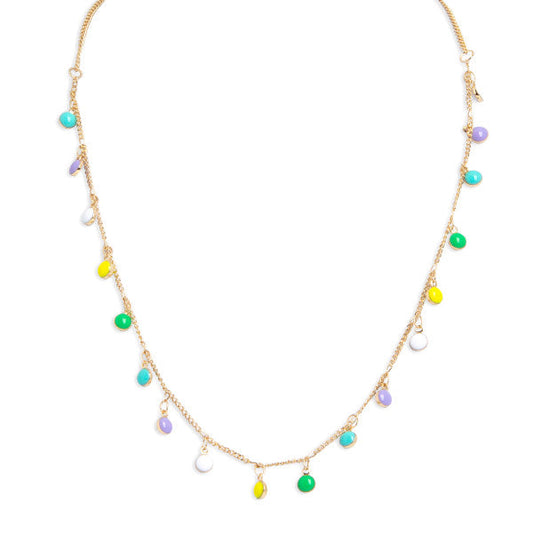 Collar Largo con Bolitas de Colores