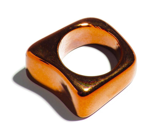 Anillo Cuadrado Brillo Naranja