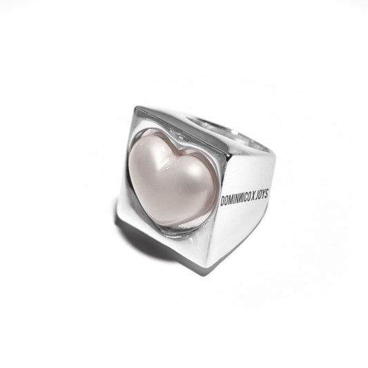 Dominnico Anillo Sello Corazón Nácar Blanco