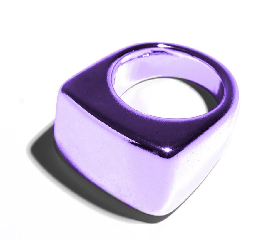 Anillo Cuadrado Brillo Lila