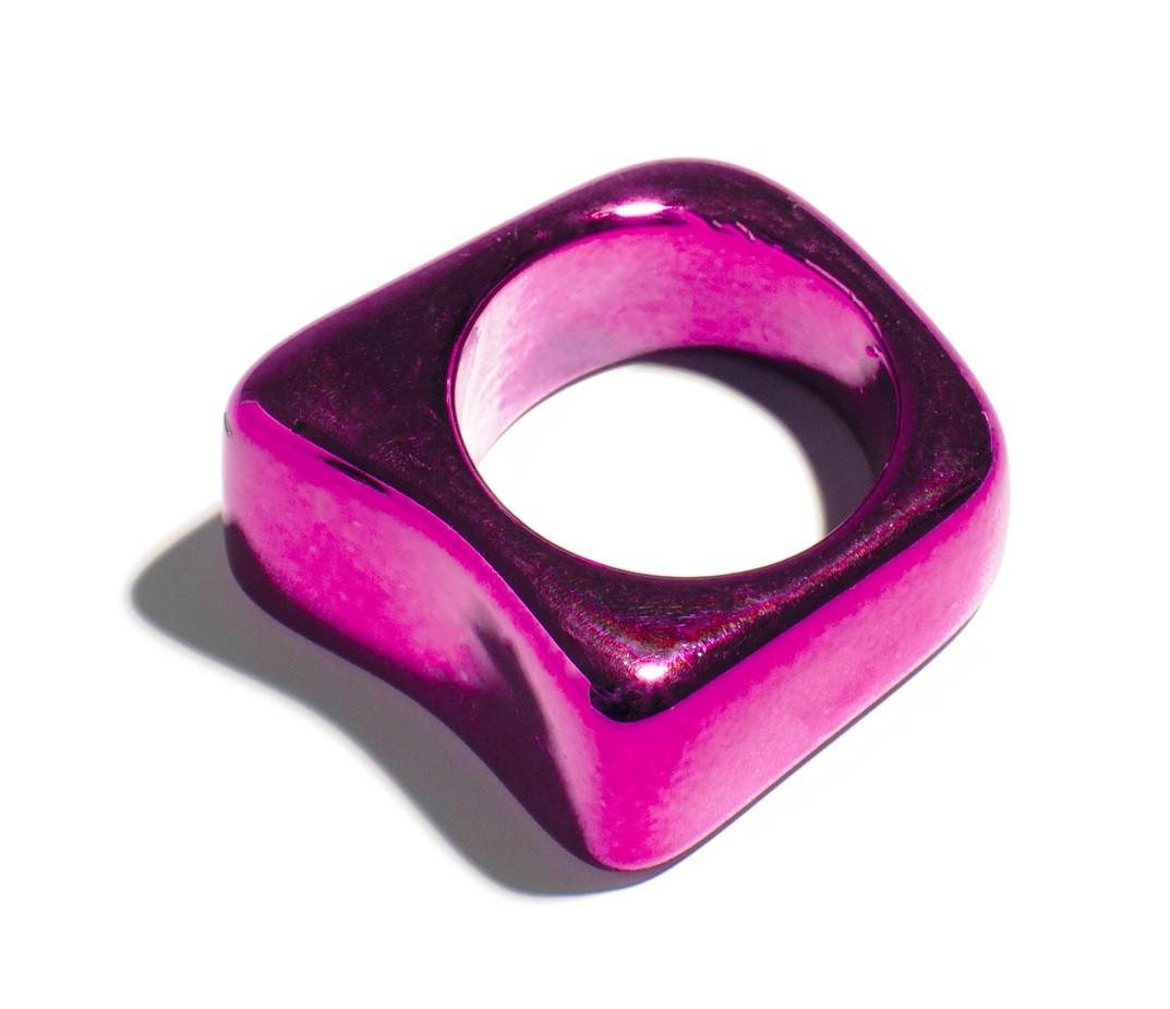 Anillo Cuadrado Brillo Rosa