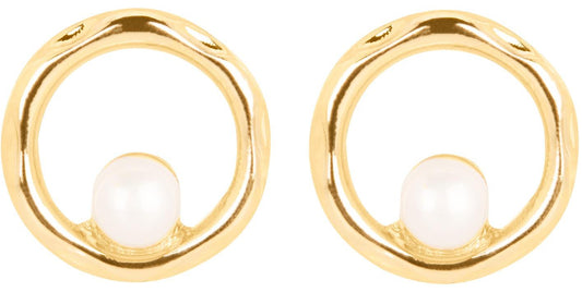 Pendientes Círculo con Perla Dorados