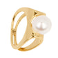 Anillo Dorado Doble con Perla