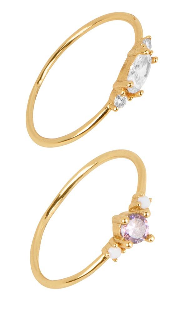 Set Anillos Cristal Ovalado