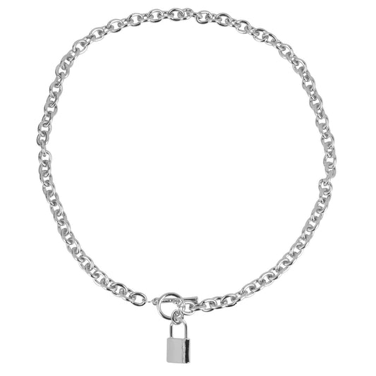 Collar con Candado Plateado