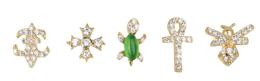 Set 5 Mini Pendientes Piedra Blanca