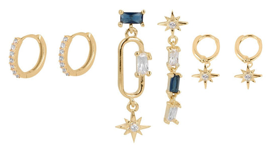 Set 6 Pendientes con Piedras y Estrellas