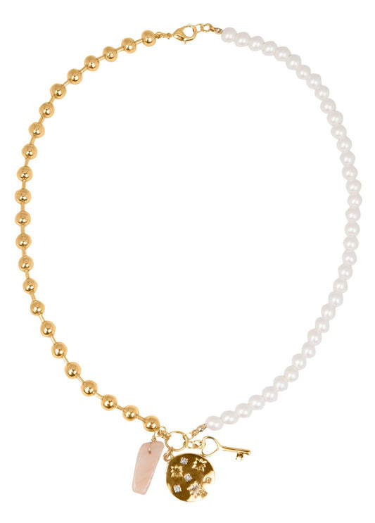 Collar Perlas y Esferas