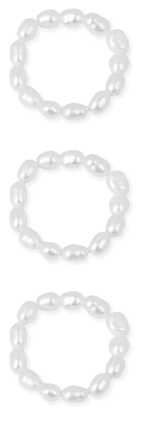 Set 3 Anillos Bolitas Blancas