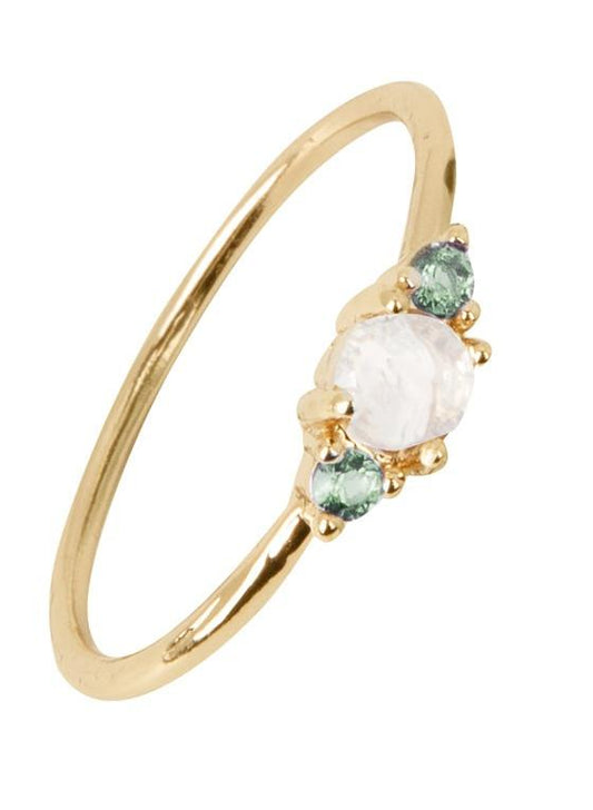 Anillo Piedra Iridiscente Blanca