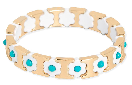 Pulsera Enamel Flores Gold