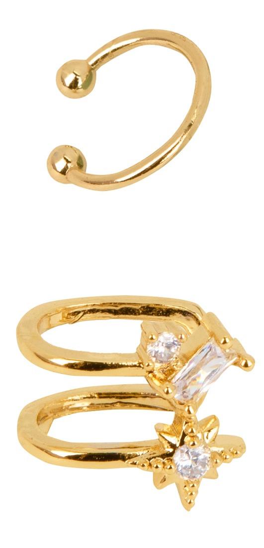 Earcuff Doble con Piedra y Arete