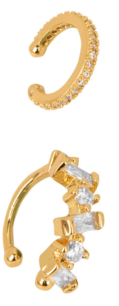 Earcuff Aretes con Piedras Blancas