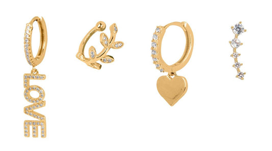 Set 4 Pendientes Love Corazón