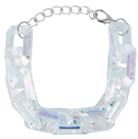 Pulsera Acrílico Transparente Eslabones Cuadrados