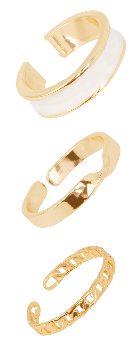 Set 3 Anillos Oro y Esmaltado