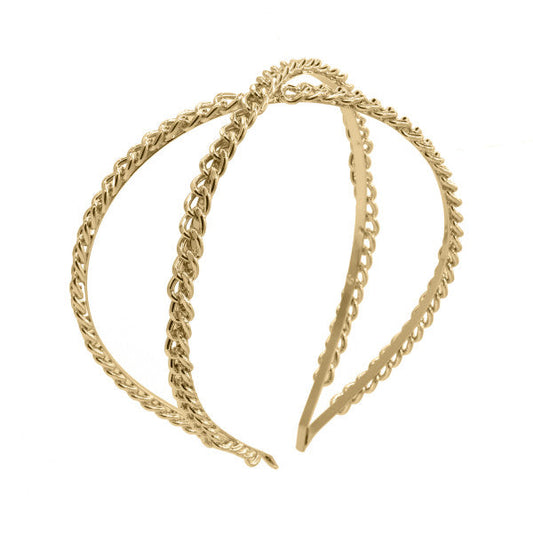 Oh My Hair Diadema Cadena Cruzada Oro