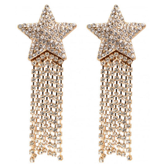 Pendientes Estrella con Tiras de Strass