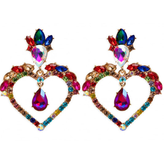 Pendientes Piedras Colores Corazón